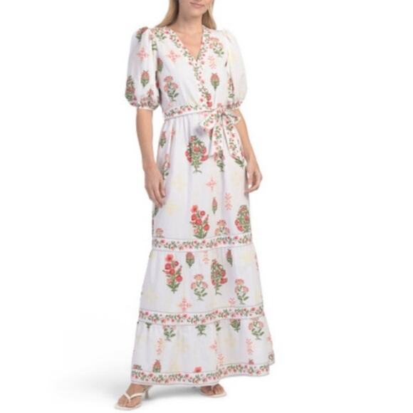 Tuckernuck Celina Moon Floral Stamp Cotton Maxi Dress Small NWT Cottagecore Boho - Picture 1 of 9